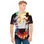 Halloween Witch And Cauldron Print Men's T-Shirt
