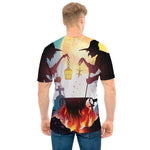 Halloween Witch And Cauldron Print Men's T-Shirt