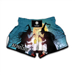 Halloween Witch And Cauldron Print Muay Thai Boxing Shorts