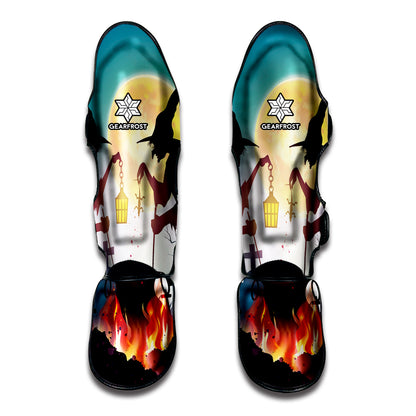 Halloween Witch And Cauldron Print Muay Thai Shin Guard
