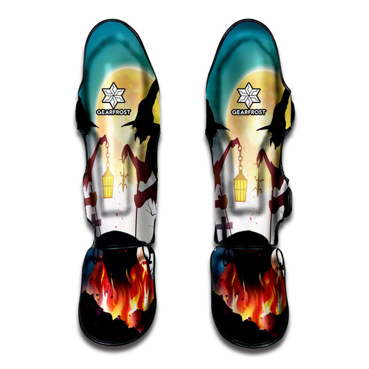 Halloween Witch And Cauldron Print Muay Thai Shin Guard