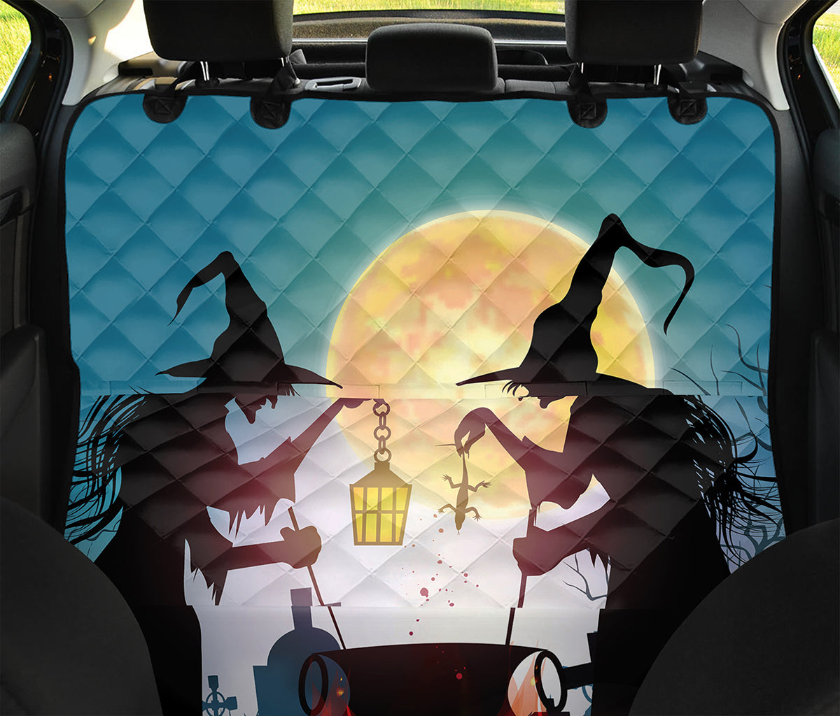 Halloween Witch And Cauldron Print Pet Car Back Seat Cover