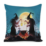 Halloween Witch And Cauldron Print Pillow Cover
