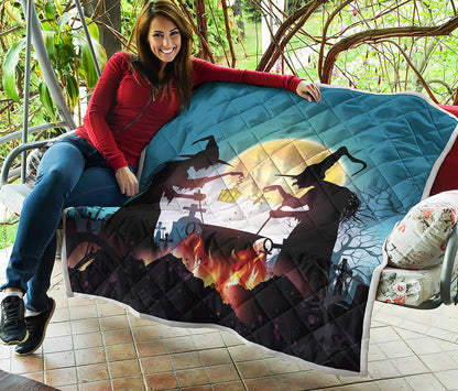 Halloween Witch And Cauldron Print Quilt