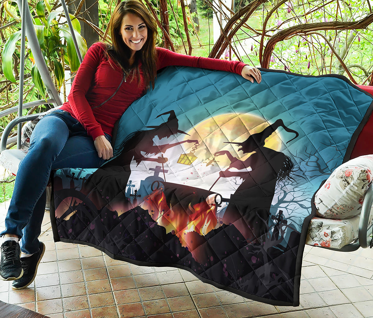 Halloween Witch And Cauldron Print Quilt