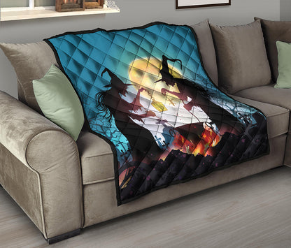 Halloween Witch And Cauldron Print Quilt