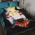 Halloween Witch And Cauldron Print Quilt Bed Set