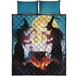 Halloween Witch And Cauldron Print Quilt Bed Set