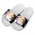 Halloween Witch And Cauldron Print White Slide Sandals