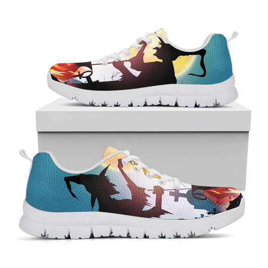 Halloween Witch And Cauldron Print White Sneakers