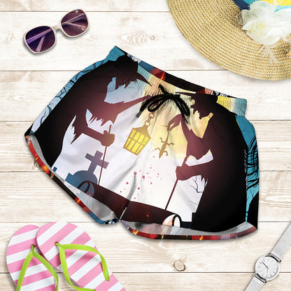 Halloween Witch And Cauldron Print Women's Shorts