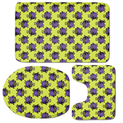 Halloween Witch Cauldron Pattern Print 3 Piece Bath Mat Set