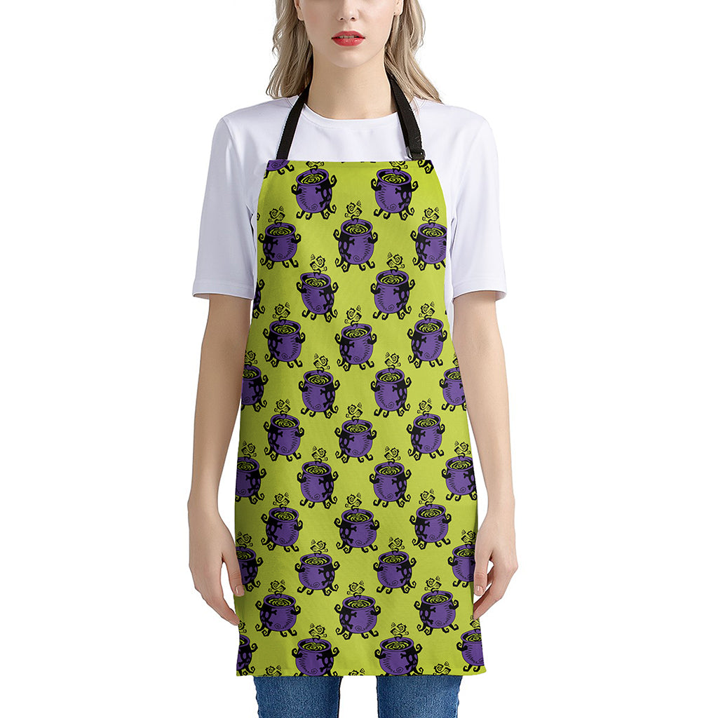 Halloween Witch Cauldron Pattern Print Apron