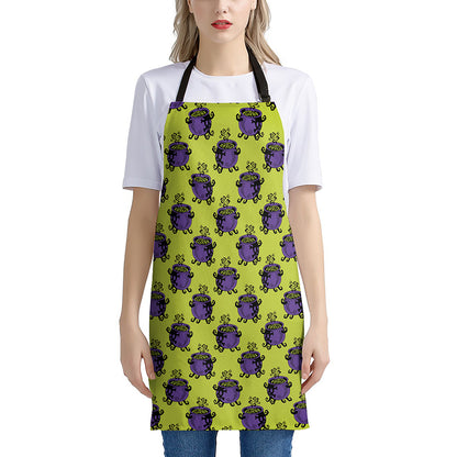 Halloween Witch Cauldron Pattern Print Apron