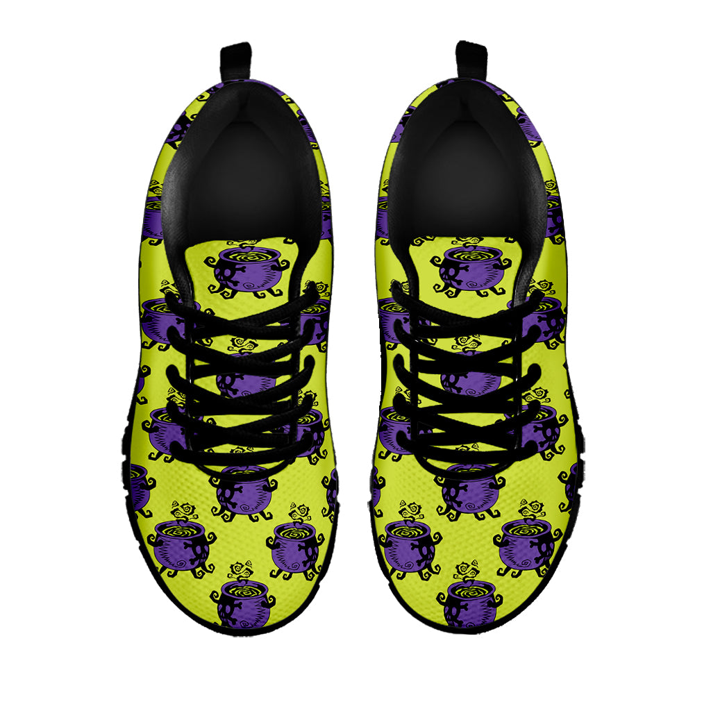 Halloween Witch Cauldron Pattern Print Black Sneakers