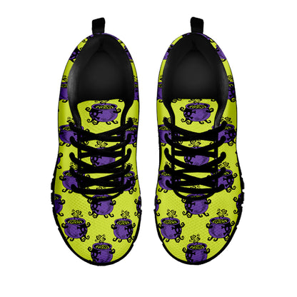Halloween Witch Cauldron Pattern Print Black Sneakers