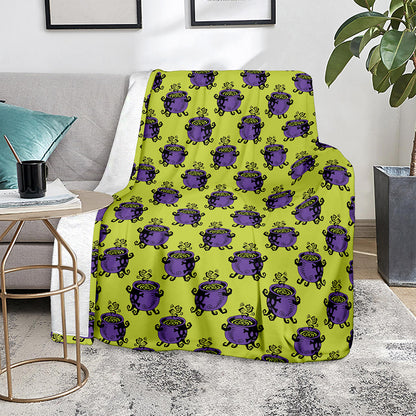 Halloween Witch Cauldron Pattern Print Blanket