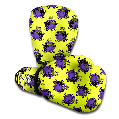 Halloween Witch Cauldron Pattern Print Boxing Gloves