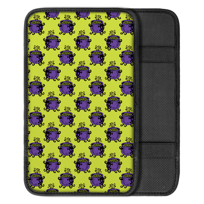 Halloween Witch Cauldron Pattern Print Car Center Console Cover