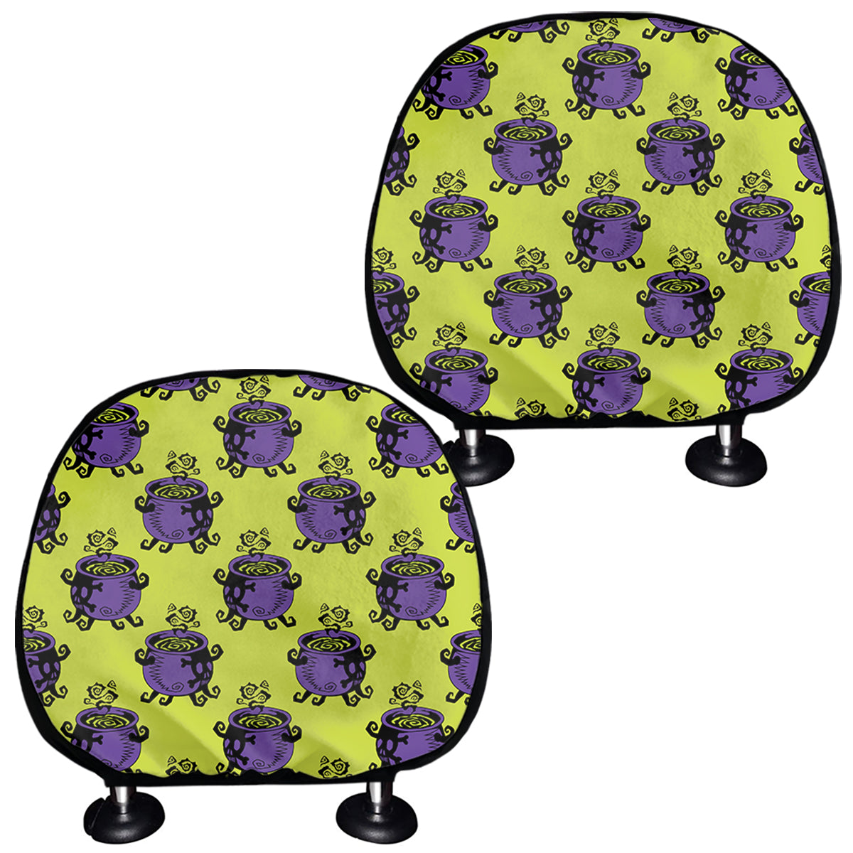 Halloween Witch Cauldron Pattern Print Car Headrest Covers