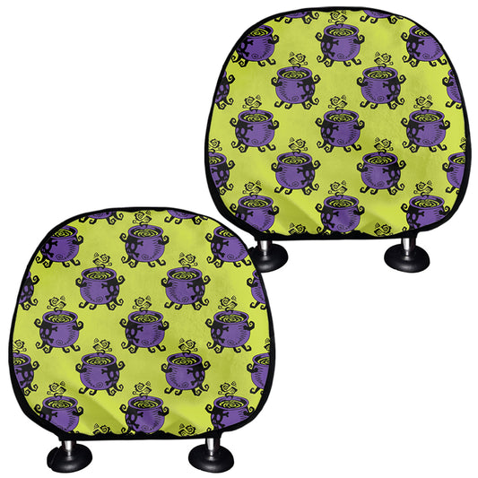 Halloween Witch Cauldron Pattern Print Car Headrest Covers