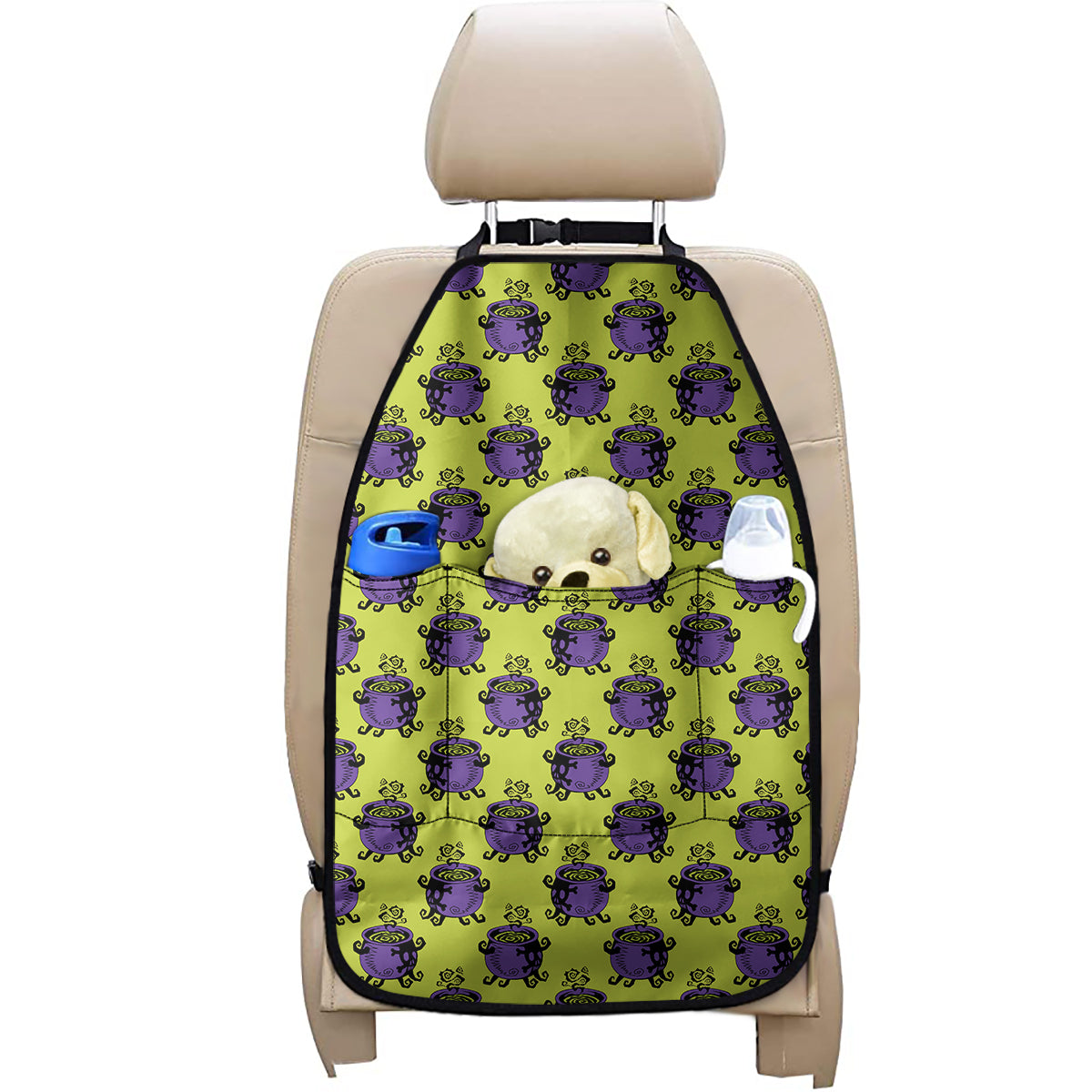 Halloween Witch Cauldron Pattern Print Car Seat Organizers