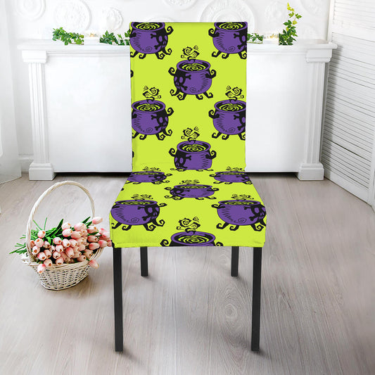 Halloween Witch Cauldron Pattern Print Dining Chair Slipcover