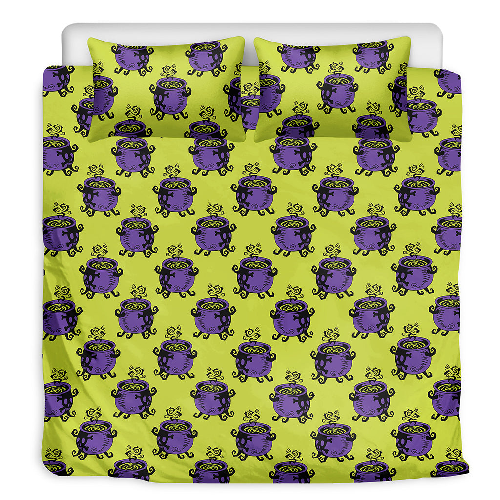 Halloween Witch Cauldron Pattern Print Duvet Cover Bedding Set