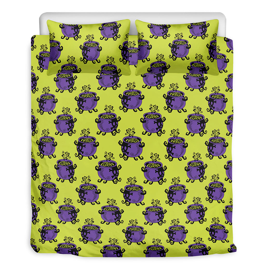 Halloween Witch Cauldron Pattern Print Duvet Cover Bedding Set