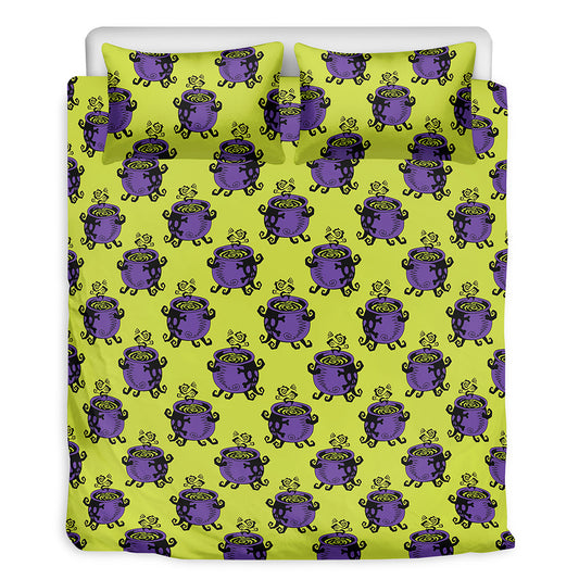 Halloween Witch Cauldron Pattern Print Duvet Cover Bedding Set
