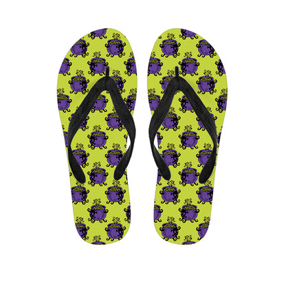 Halloween Witch Cauldron Pattern Print Flip Flops