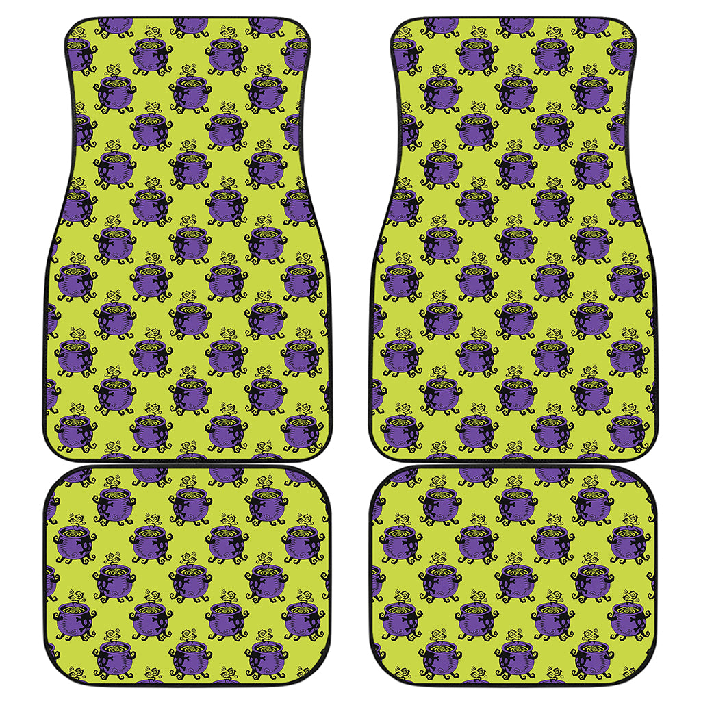Halloween Witch Cauldron Pattern Print Front and Back Car Floor Mats
