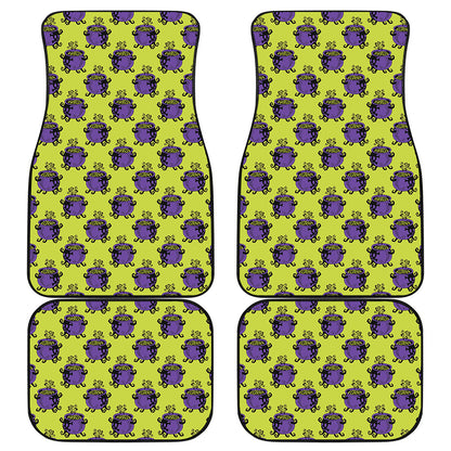 Halloween Witch Cauldron Pattern Print Front and Back Car Floor Mats
