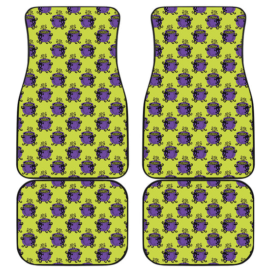 Halloween Witch Cauldron Pattern Print Front and Back Car Floor Mats