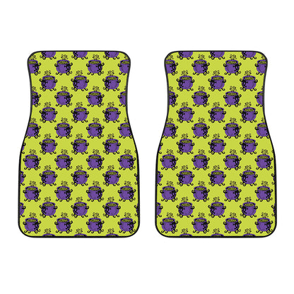 Halloween Witch Cauldron Pattern Print Front Car Floor Mats