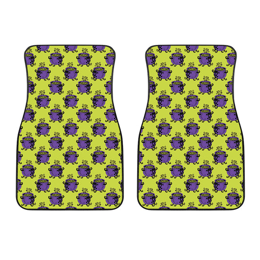 Halloween Witch Cauldron Pattern Print Front Car Floor Mats
