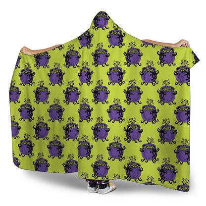 Halloween Witch Cauldron Pattern Print Hooded Blanket