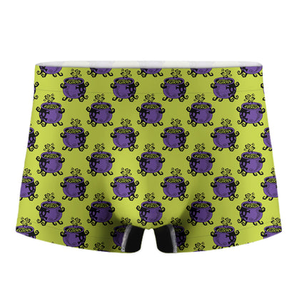 Halloween Witch Cauldron Pattern Print Men's Boxer Briefs