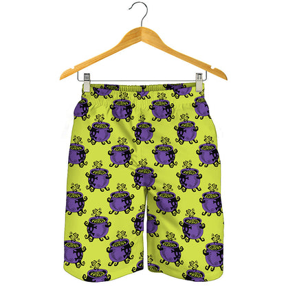 Halloween Witch Cauldron Pattern Print Men's Shorts