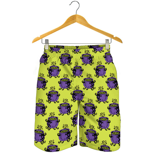 Halloween Witch Cauldron Pattern Print Men's Shorts