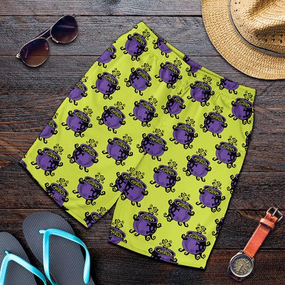 Halloween Witch Cauldron Pattern Print Men's Shorts