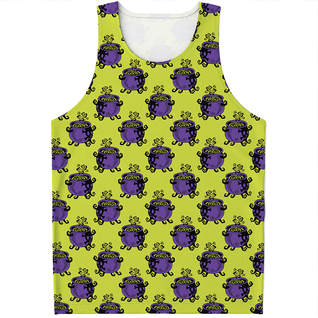 Halloween Witch Cauldron Pattern Print Men's Tank Top