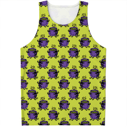 Halloween Witch Cauldron Pattern Print Men's Tank Top
