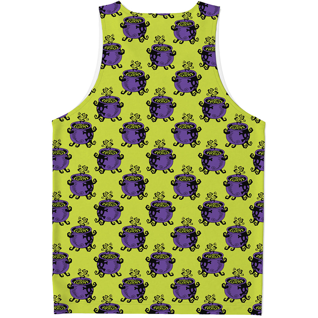 Halloween Witch Cauldron Pattern Print Men's Tank Top
