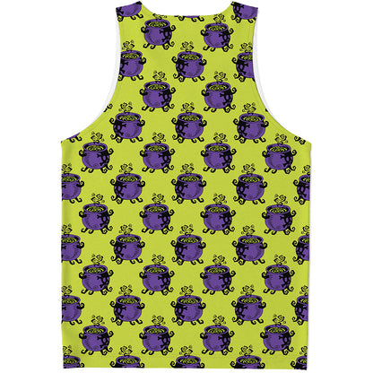 Halloween Witch Cauldron Pattern Print Men's Tank Top
