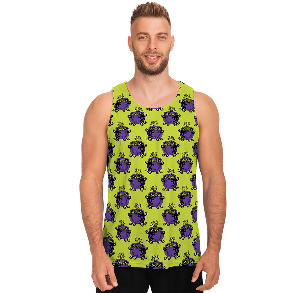 Halloween Witch Cauldron Pattern Print Men's Tank Top