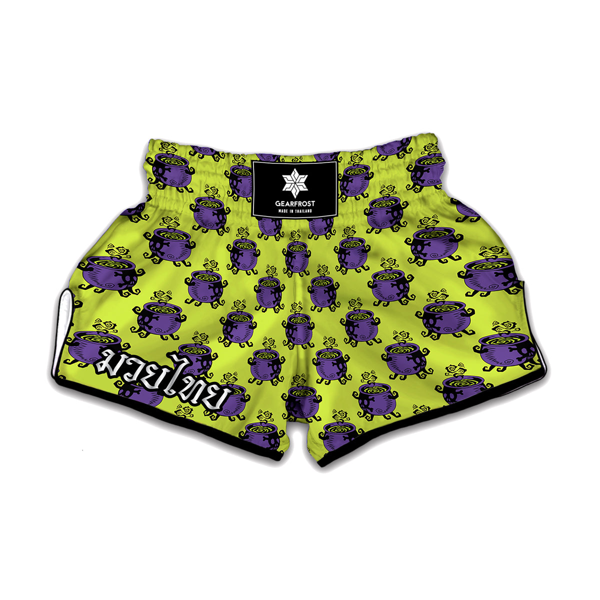 Halloween Witch Cauldron Pattern Print Muay Thai Boxing Shorts