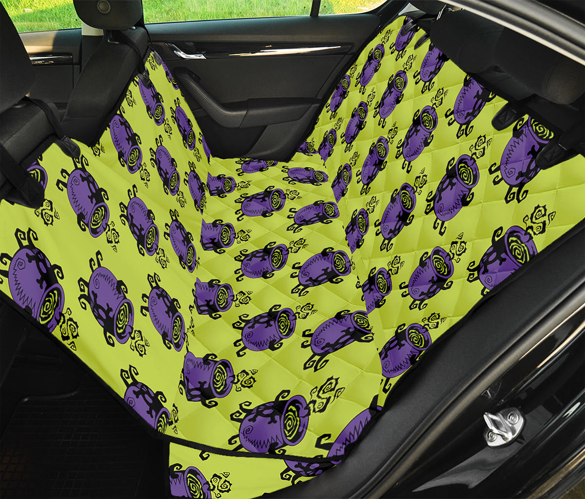 Halloween Witch Cauldron Pattern Print Pet Car Back Seat Cover