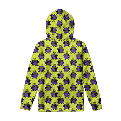 Halloween Witch Cauldron Pattern Print Pullover Hoodie