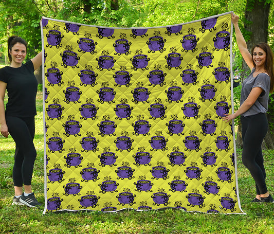 Halloween Witch Cauldron Pattern Print Quilt